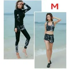 ●ラッシュガード M 水着 レディース 体型カバー 5点セット3007