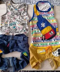 ペットパラダイス ミッキーマウス柄犬服パンツつなぎセット Sサイズ