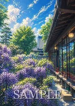 水彩画風】 夕陽に包まれる縁側 ― 静寂の帰り道 ― - メルカリ