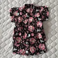 エリカランド 甚平 女の子 花柄 &うさぎ　80cm