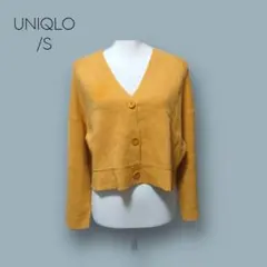 2875　【UNIQLO】　カーディガン　S　マスタードイエロー　ショート丈