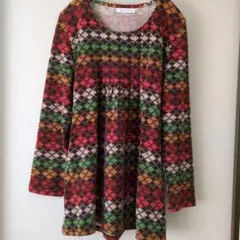 チェック柄 長袖チュニック