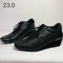 36/23cm NO NAME スニーカー ウェッジソール パンチングレザー黒のサムネイル