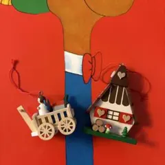 クリスマスオーナメント★クリスティアン ウルブリヒト白木の荷車と天使、お菓子の家