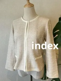 【美品】index インデックス　ノーカラージャケット　ニット　カーディガン