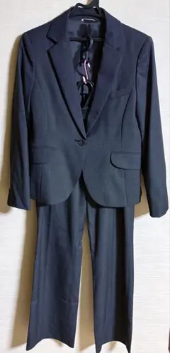 AOKI LES MUES Femme パンツスーツ セットアップ M 洗濯可 AOKI LES MUES 洗えるキレイスーツ 紺チェック クロップドパンツ