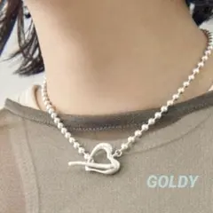 【GOLDY】新品タグ付き ハートモチーフ マンテル ネックレス マットシルバーのサムネイル