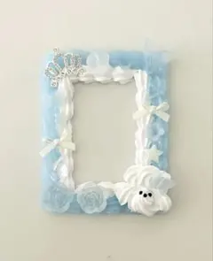 ホイップデコ　トレカケース　B８サイズ　水色　犬　王冠