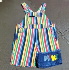 美品 ミキハウス オーバーオール 100 カラフル ジーンズ MIKIHOUSE