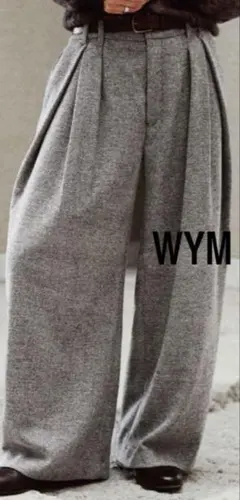 WYM LIDNM CROSS TUCK TWEED BAGGY SLACKS