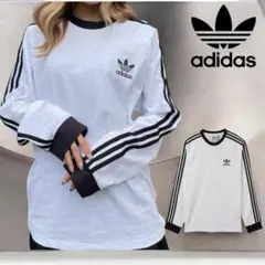 新品 アディダス アディカラー 3ストライプ 長袖Tシャツ 白 2XLサイズのサムネイル