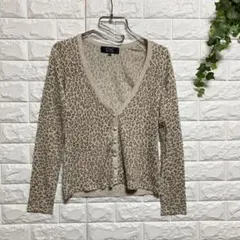 【クードシャンス】（M）レオパード柄カーディガン Vネック ストレッチ