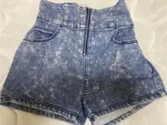 デニム風ハイウエストショートパンツ・150女の子