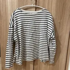 ストライプ 長袖 ボートネック トップス