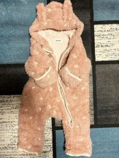 SLAP SLAP ♡ピンク 全身フリース 耳付きロンパース ♡70-80cm