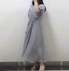 美品⭐︎ダブルクローゼットウエストリボンスクエアネックロングワンピースのサムネイル
