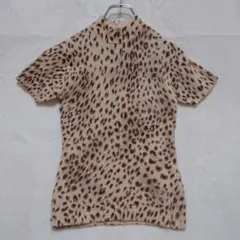 クリツィア レオパード柄ハイネック半袖ニット（M）ウール100%