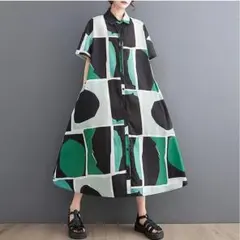 大きいサイズ レディース ロング　ワンピース　春夏 秋 新品 半袖　シャツ