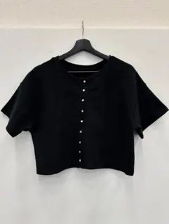 Tip Top 前後2WAY リブカーディガン 半袖 ブラック Fのサムネイル