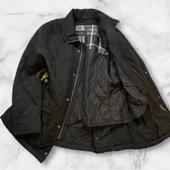 一点物 バーバリーロンドン キルティングコート 黒 ノバチェック ライナー付