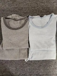 長袖　キッズパジャマ　2着セット グレーと水色のストライプ　140　綿100%