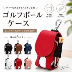 ゴルフボールケース【レッド】ティー収納付き コンパクト 軽量 カラビナ付のサムネイル