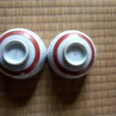 九谷焼 湯飲み 白赤ストライプ 2個セット