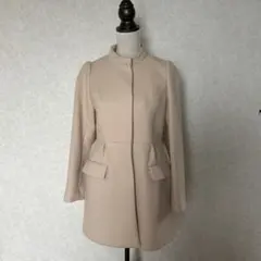 ベージュ ウール混合コートのサムネイル
