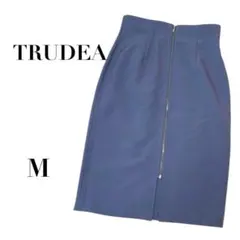 トルディア フロントジップタイトスカート ブルー M きれいめ　縦ライン　無地