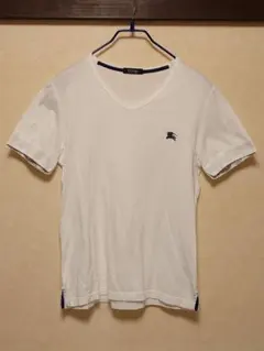 BURBERRY BLACK LABEL ホワイトVネックTシャツ