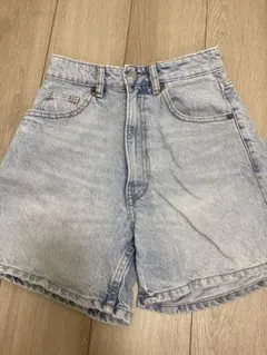 Zaraデニムハイウエストショートパンツライトブルー レディース