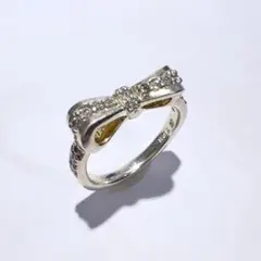 4℃ ヨンドシー SV925 リボン モチーフ CZ リング 8号 3.1g