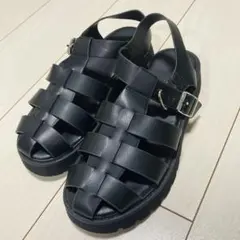 美品　しまむら　グルカサンダル ブラック 厚底 ストラップ レディース Mのサムネイル