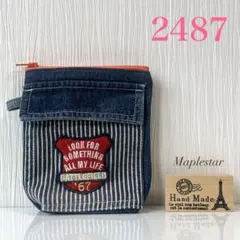 【2487】デニムリメイク マチつきポケットポーチ