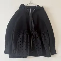 ✨美品✨PICCIN PERLA 裾フロッキードット フードパーカー Mサイズ
