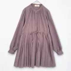良品 r.p.s シャツワンピース チュニック パープル プリーツ 長袖 無地のサムネイル