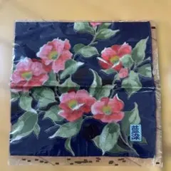 新品　未開封　藍染　大判ハンカチ　ツバキ柄