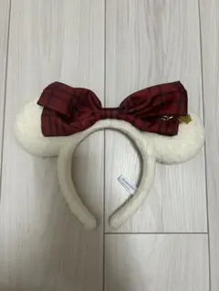 ミッキー耳 チェック柄リボン カチューシャ