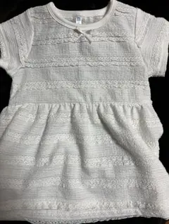 新品未使用 美品 西松屋 95cm 白色レース模様ワンピース イベント