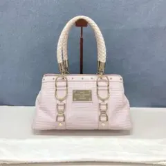 VERSUSピンクトートバッグ 合成皮革 編み込みハンドルa
