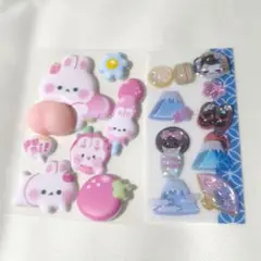 海外製　アニマル おしり立体シール＆カミオジャパン ボンボンドロップシール17個