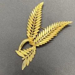 ヴィンテージ 鳥 葉っぱ ブローチ