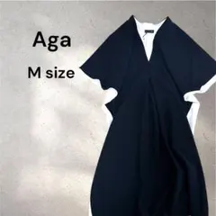 新品 ヤマダヤ Aga アーガ 二重Ⅴネックバイカラーワンピース チュニックのサムネイル