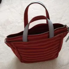 SAZABY　赤とオレンジのストライプ トートバッグ