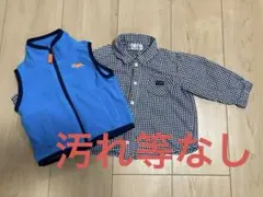 [春夏]80cm エルELLE長袖シャツ＋カーターズ　フリースベスト