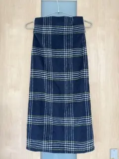【試着のみ】神戸レタス 起毛チェックタイトスカート F 紺