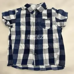 【BREEZE】 110 ブリーズ 半袖 ネルシャツ ボタンシャツ チェック 青