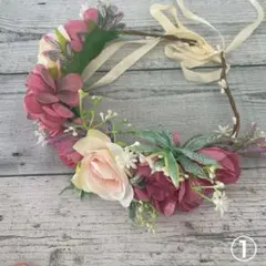 花冠  花かんむり  造花 花飾り  白　ピンク　ウェディング　結婚式　可愛い