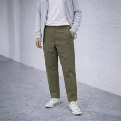 H&M コットンパンツ【カジュアル】M カーキ ストレート 綿100%