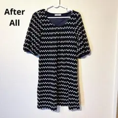 After All アフターオール　半袖 ひざ丈ワンピース ネイビーホワイトのサムネイル